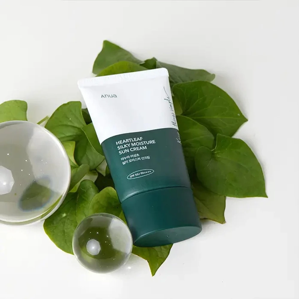 Anua Heartleaf Silky Moisture Sun Cream SPF50+ PA++++ Apsauginis kremas nuo saulės, 50 ml