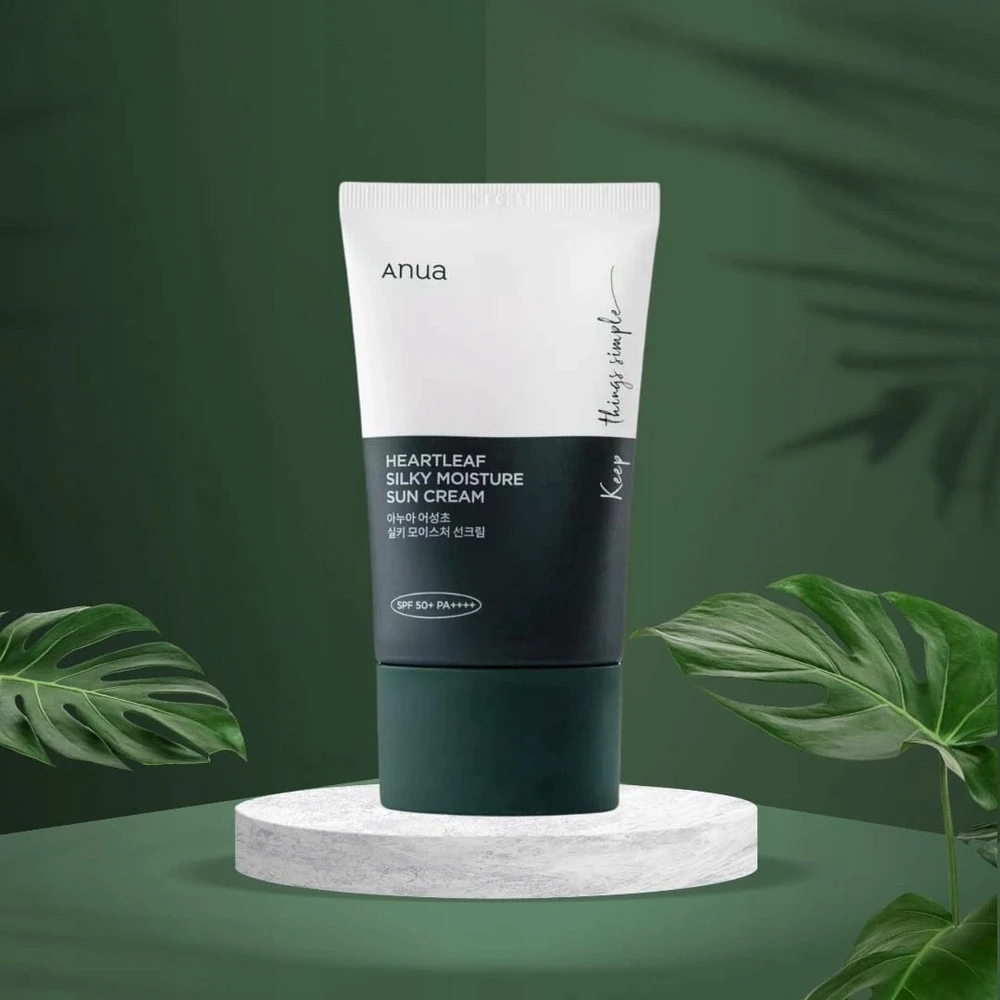 Anua Heartleaf Silky Moisture Sun Cream SPF50+ PA++++ Apsauginis kremas nuo saulės, 50 ml