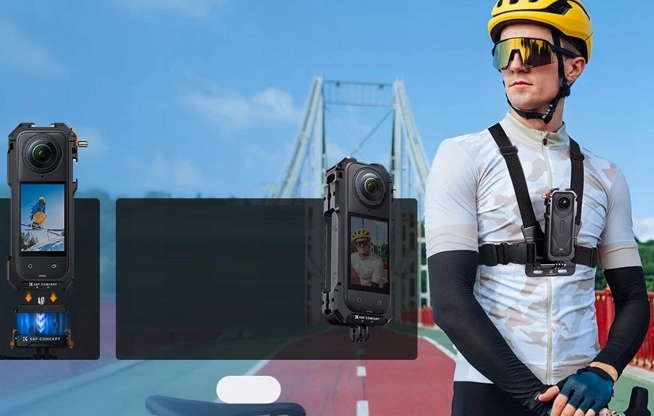 K&F CONCEPT Insta360 X5 aliuminio kameros narvas su silikonine objektyvo apsauga, 2 šaltos batų jungtimis