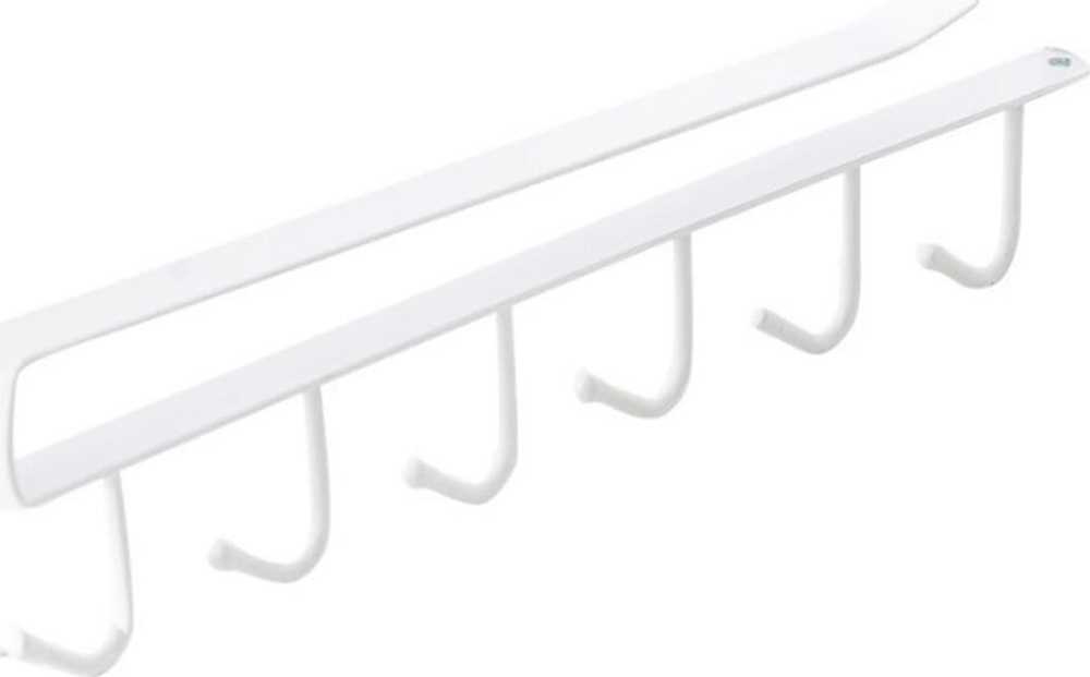 AG828 Metalinė pakabinama lentynėlė su 6 kabliukais, 26,5 cm, balta