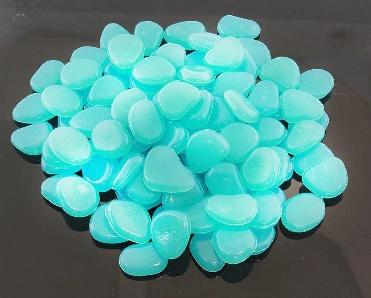 Apte Šviečiantys akmenėliai, 100 vnt., mėlyni, 2-3 cm
