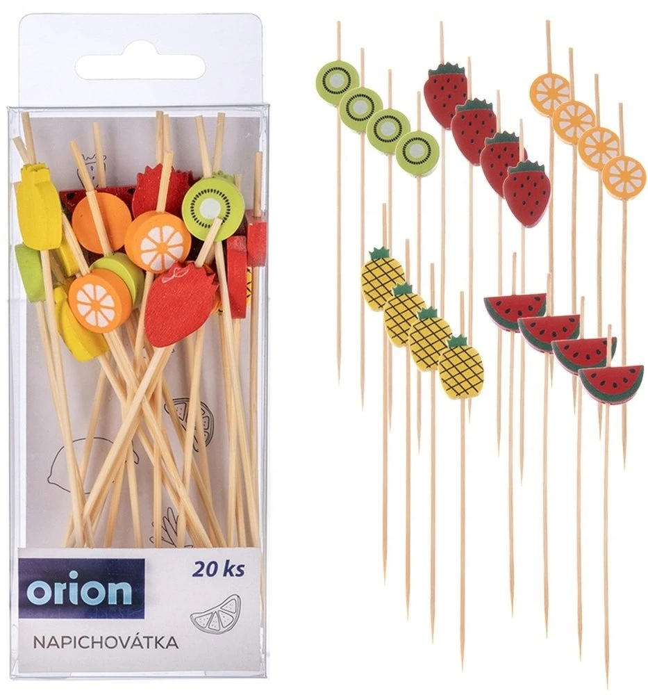 Aptel Orion Kokteilių šašlykai Bamboe Su Vaisių Motyvais 12 cm 20 vnt.