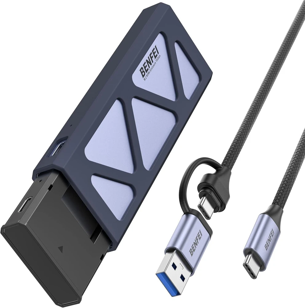 BENFEI SSD diskų dėklas M.2 NVMe SSD USB-C USB-A pilkas