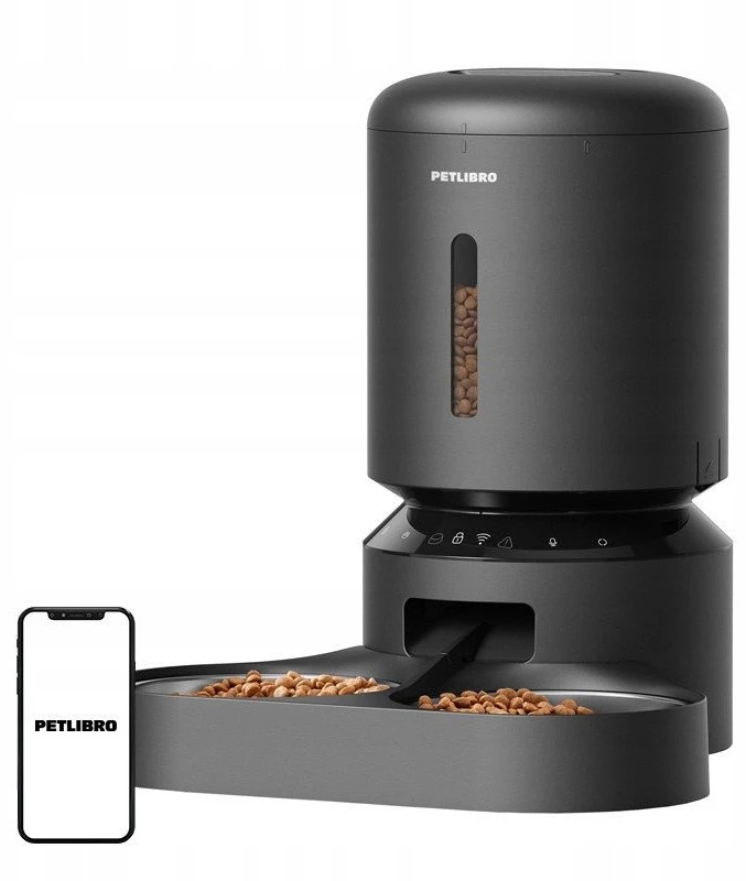 Petlibro Granary dvigubo dubenėlio šėrykla, Wifi, 5L (juoda)