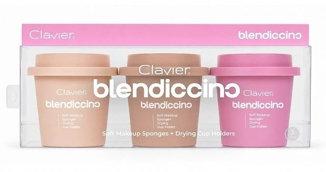 Aptel „Clavier Blendiccino“ trijų makiažo kempinių ir indelių rinkinys