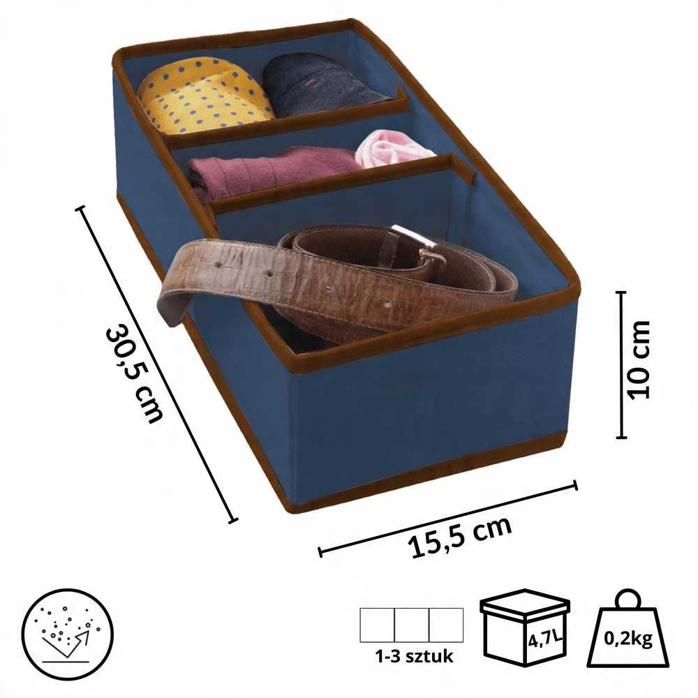 ORDINETT Dėžutė su sekcijomis M 30,5x15,5x10cm Mėlyna