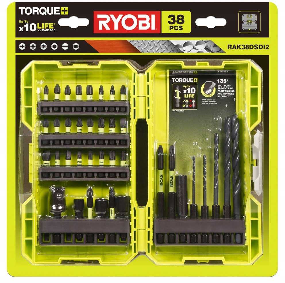 Aptel RYOBI gręžimo ir atsuktuvų rinkinys – 38 dalys