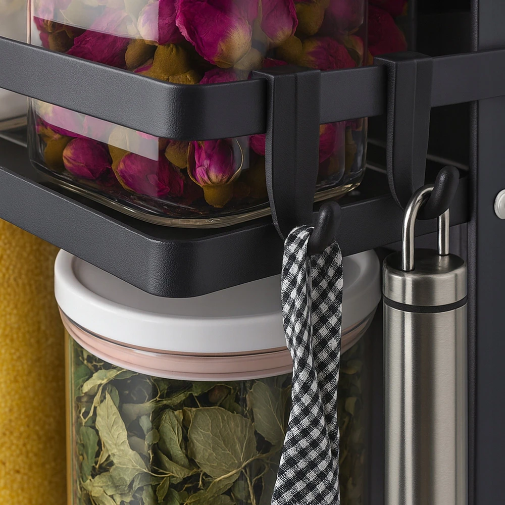 Aptel Q81C1 Virtuvės organizatorius lentyna + kabykla
