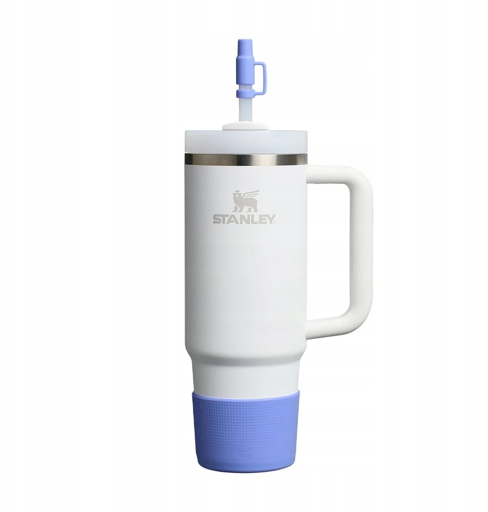 Stanley Apsauginis dangtelis ir šiaudelių antgaliai, 2 vnt. rinkinys terminių puodelių 0,89L/0,59L „The Quencher Boot + Straw Topper“ hortenzijų mėlynas
