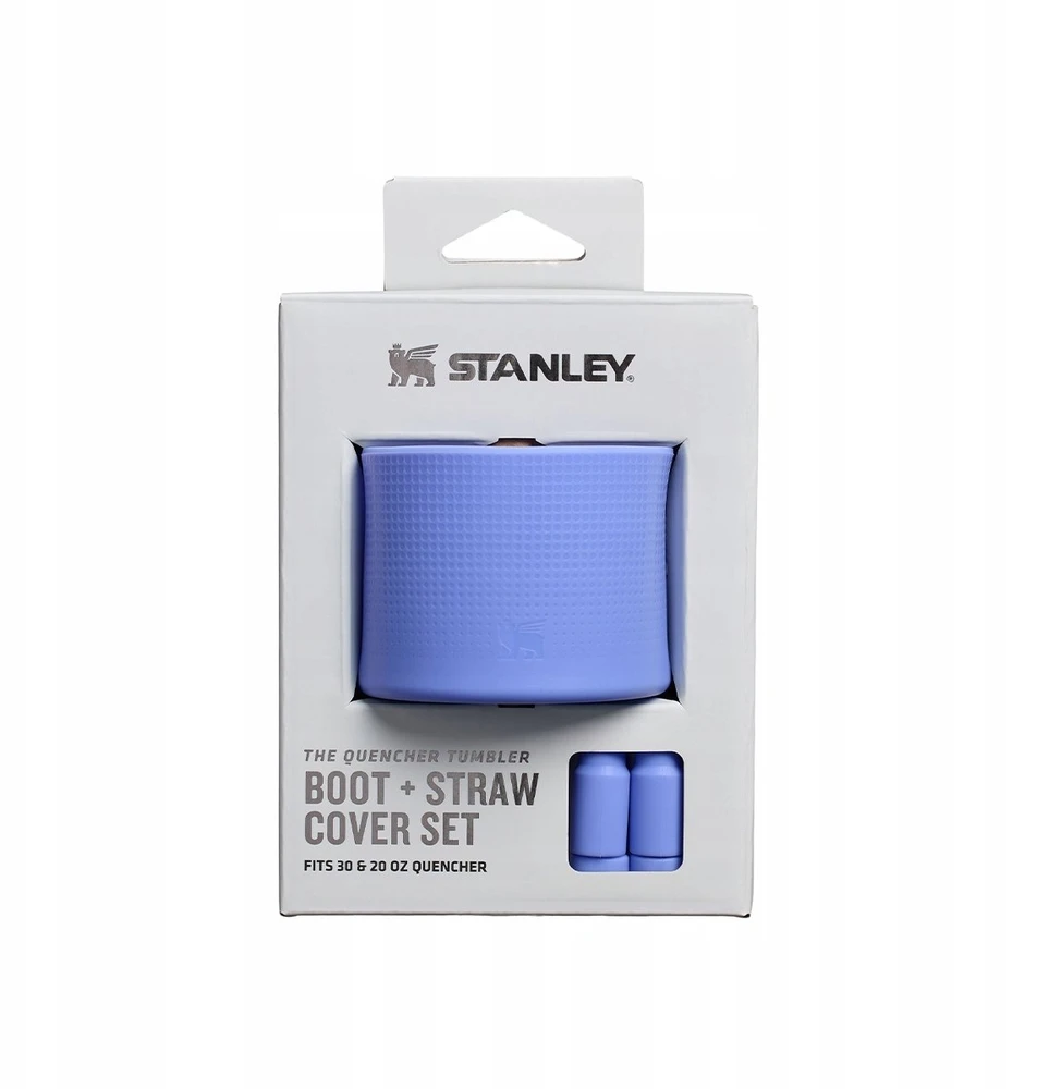 Stanley Apsauginis dangtelis ir šiaudelių antgaliai, 2 vnt. rinkinys terminių puodelių 0,89L/0,59L „The Quencher Boot + Straw Topper“ hortenzijų mėlynas