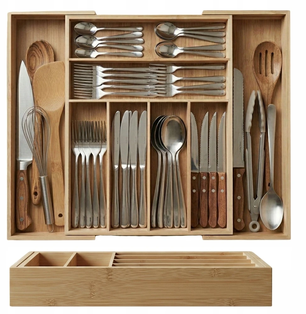 Aptel Ištraukiamas stalo įrankių organizatorius VARIO, 53 x 33-43 cm, bambukas