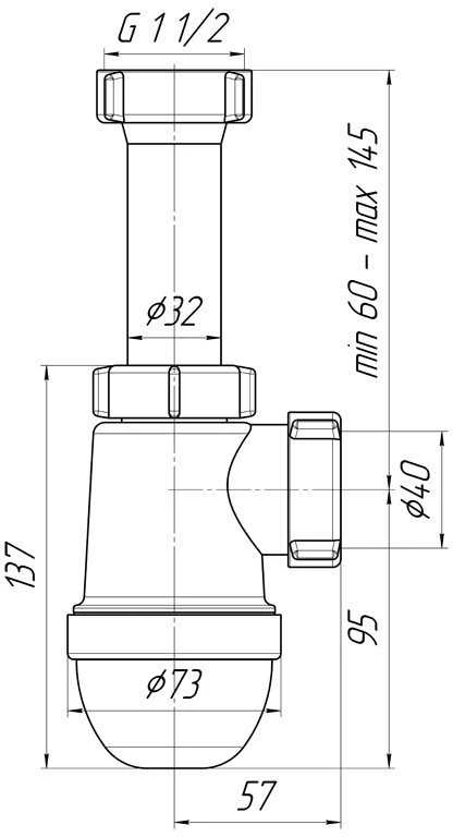 Ani_Plast Praustuvo sifonas Aniplast c0120, 40 mm, be ventilio