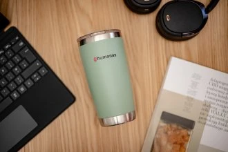 Termo puodelis - Humanas Fluo 600 ml Nerūdijančio Plieno, Dviguba Sienelė, Nepraleidžiantis - Žalias