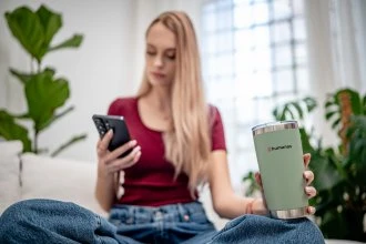 Termo puodelis - Humanas Fluo 600 ml Nerūdijančio Plieno, Dviguba Sienelė, Nepraleidžiantis - Žalias