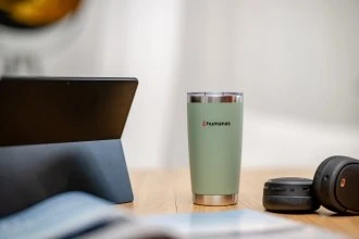 Termo puodelis - Humanas Fluo 600 ml Nerūdijančio Plieno, Dviguba Sienelė, Nepraleidžiantis - Žalias