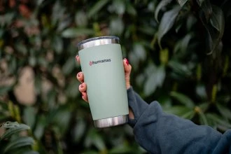 Termo puodelis - Humanas Fluo 600 ml Nerūdijančio Plieno, Dviguba Sienelė, Nepraleidžiantis - Žalias