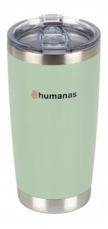 Termo puodelis - Humanas Fluo 600 ml Nerūdijančio Plieno, Dviguba Sienelė, Nepraleidžiantis - Žalias