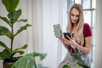 Termo puodelis - Humanas Fluo 600 ml Nerūdijančio Plieno, Dviguba Sienelė, Nepraleidžiantis - Žalias