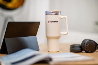 Termosas - Humanas Viva 1200 ml Nerūdijančio Plieno Dvigubo Sienelės Smėlinis