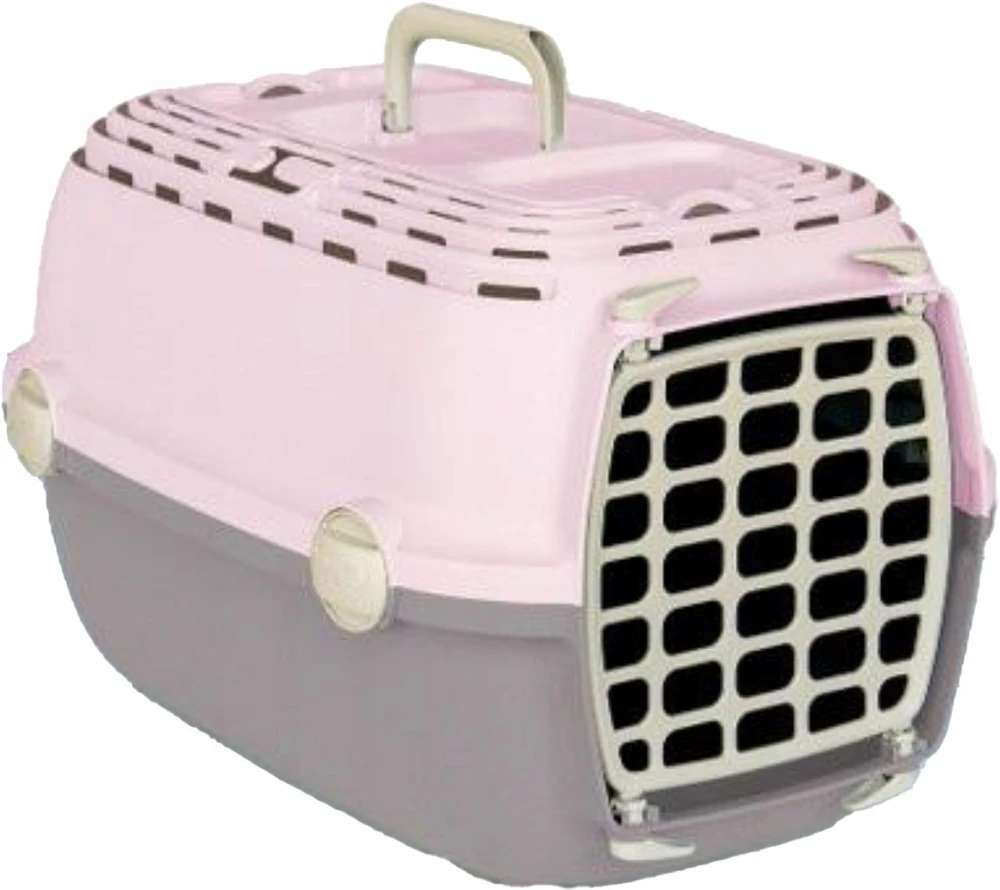 Stefanplast Transportinis narvas Horizon 1 su plastikinėmis durelėmis 48x32x30cm rožinė/pilka