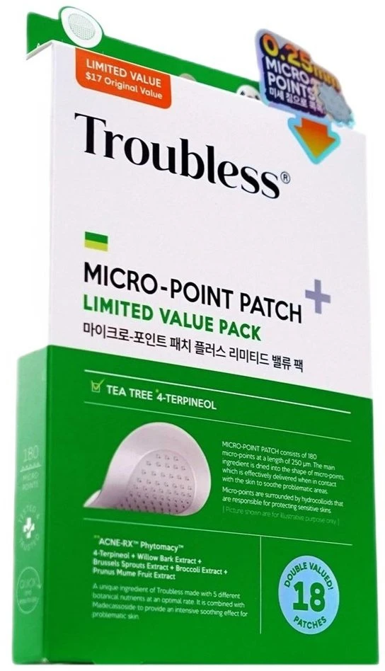 Aptel Troubless „Micro-Point Patch Plus“ ribotos vertės rinkinys, 18 dalių lopai netobulumams