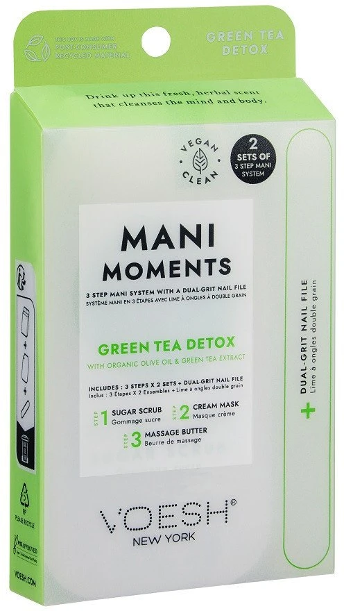 Aptel Voesh „Mani Moments Duo“ 2 rinkiniai 3 žingsnių žaliosios arbatos detoksikaciniam manikiūrui