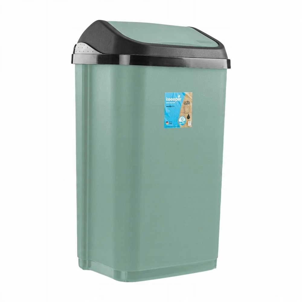 Keeeper atliekų kibiras su pasukamu dangčiu 10L Swantje 25,5x19x38cm žalias