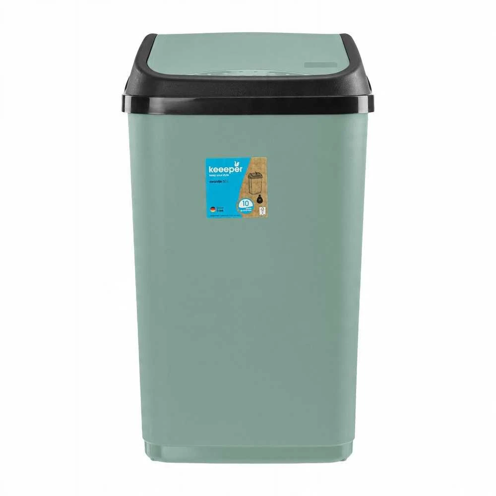 Keeeper atliekų kibiras su pasukamu dangčiu 10L Swantje 25,5x19x38cm žalias