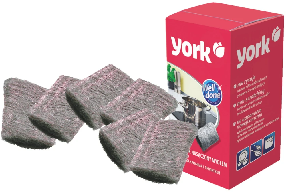 York Steel Cleaning Scrubbers With Soap 6pcs