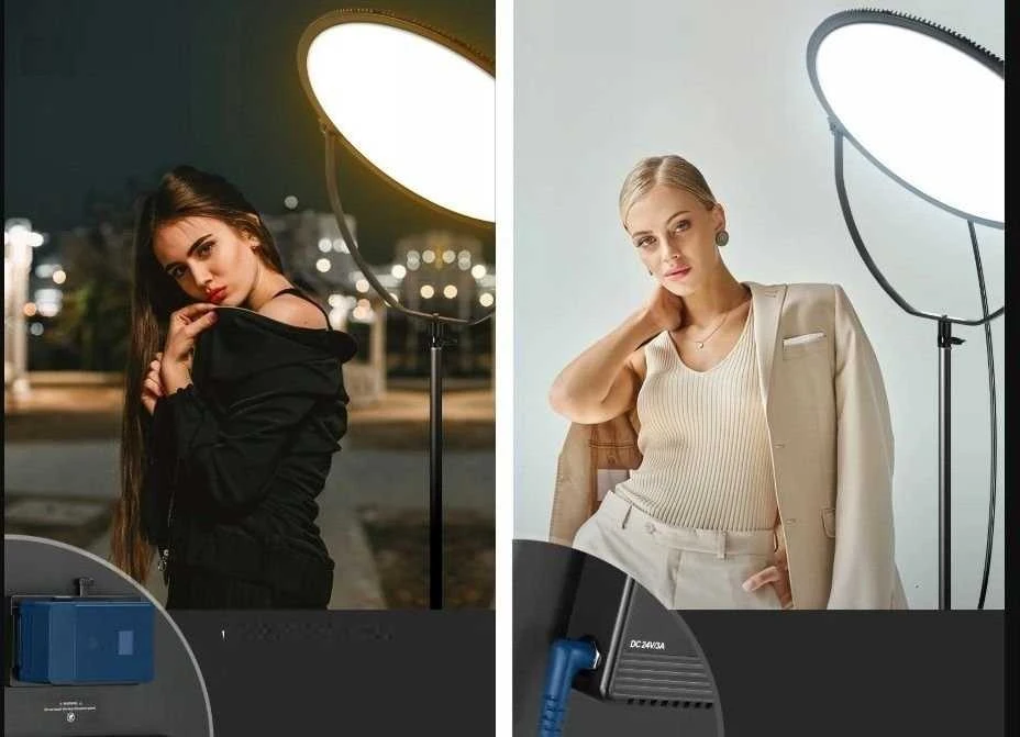 Neewer žiedinė lempa, apvali LED Edge-lit RGB Bluetooth Vlog lempa 65 W 18'' 14 mm / 16 mm / Gr18c