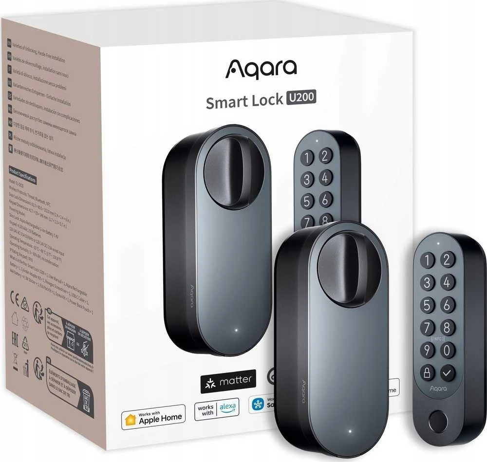 Aqara Smart Lock U200 išmanioji durų spyna, juoda (EL-D02D-B)