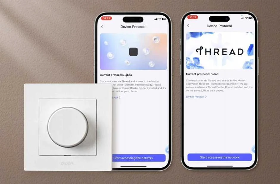 Aqara H2 Dimmer Switch išmanusis Zigbee ir Thread 1 kanalo Šviesos reguliatorius baltas