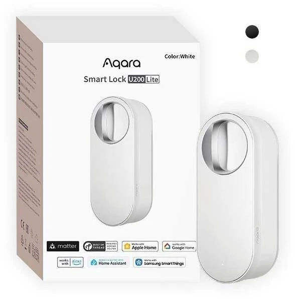 Aqara U200 lite išmanioji durų spyna Matter, Apple Home balta (EL-D03D)