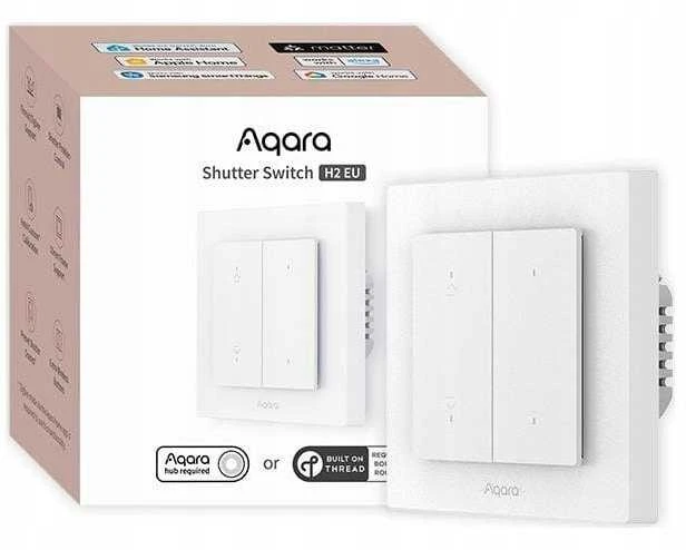 Aqara Shutter Switch H2 EU Kit (DS-K02D) išmanus roletų/žaliuzių jungiklis su Matter over Thread ir Zigbee