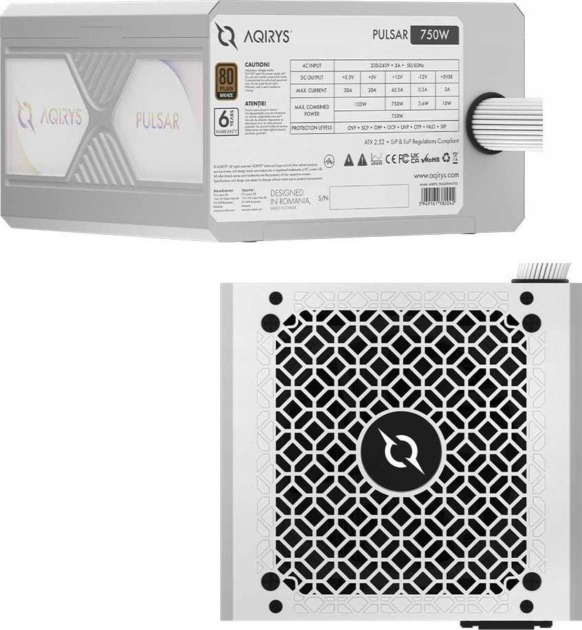 Maitinimo šaltinis AQIRYS PULSAR 750W Baltas (AQI-GA-PS-10)