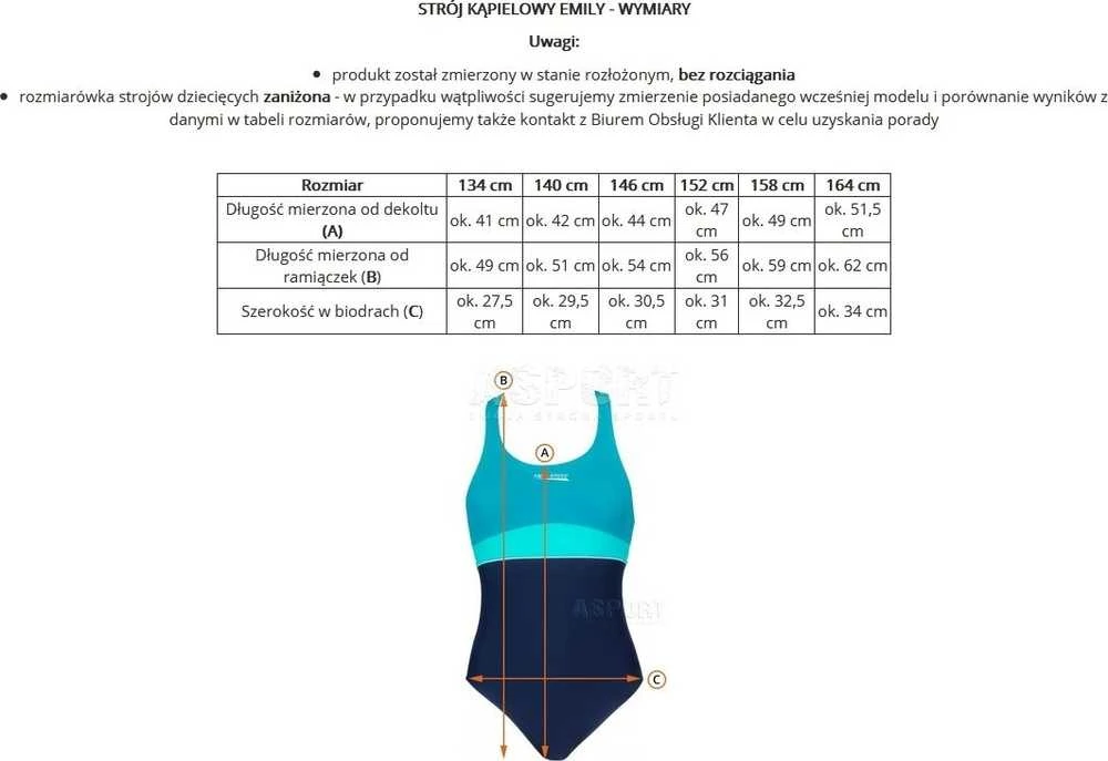 Maudymosi kostiumėlis Aqua Speed Emily, 158 dydis, col.47