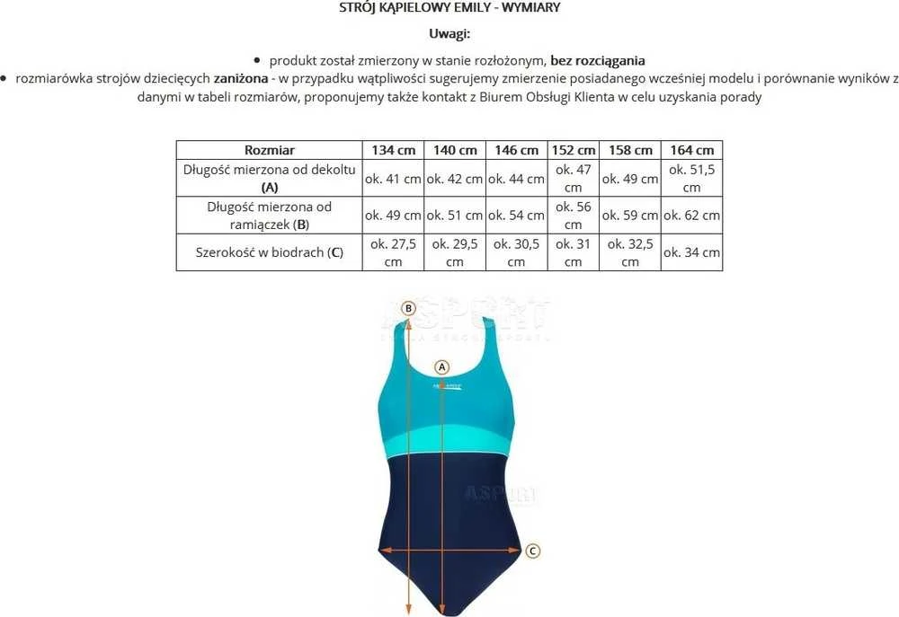 Maudymosi kostiumėlis Aqua Speed Emily, 128 dydis, col.28