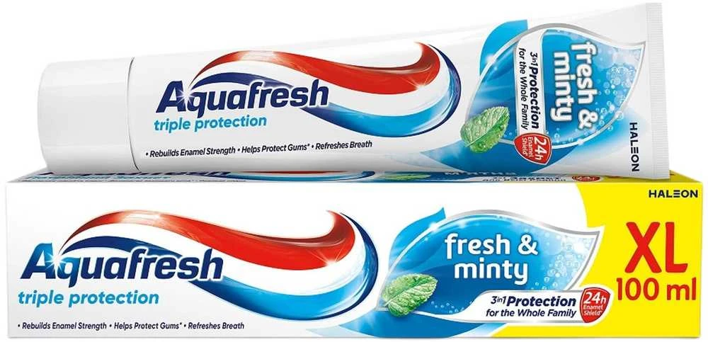 AQUAFRESH Triple Protection dantų pasta Fresh & Minty 100 ml (XL)