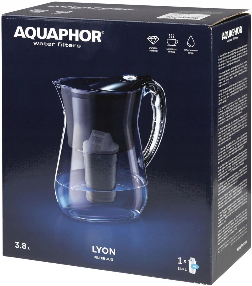 Filtravimo ąsotis Aquaphor Lyon 3.8 l juoda + wkład A5