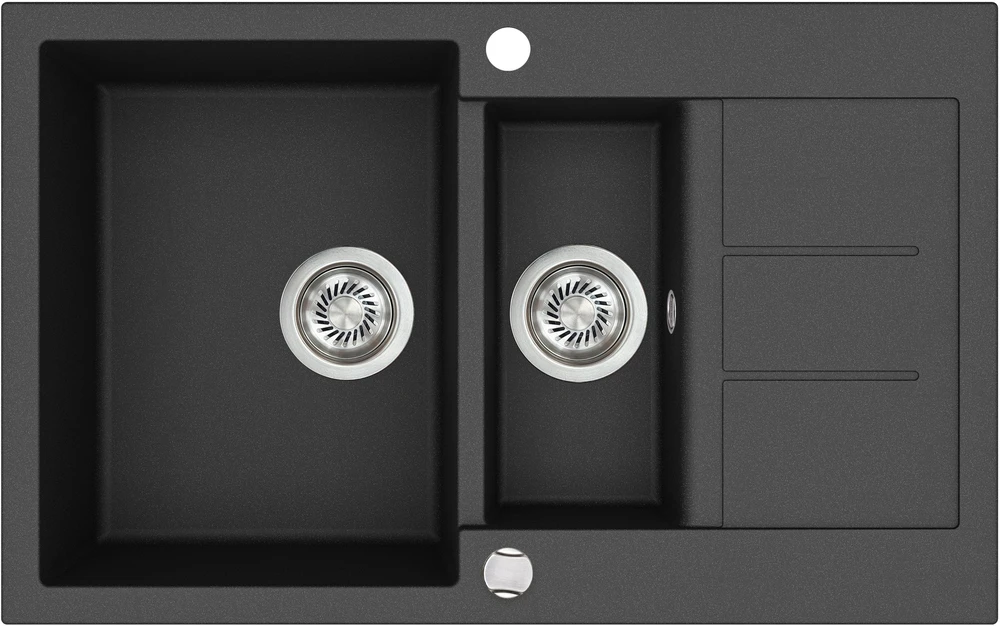 Compotexa Akmens masės plautuvė HELIKA Tessa SQT151AW, Silicsana spalva: Juoda | Juodas metallic 601