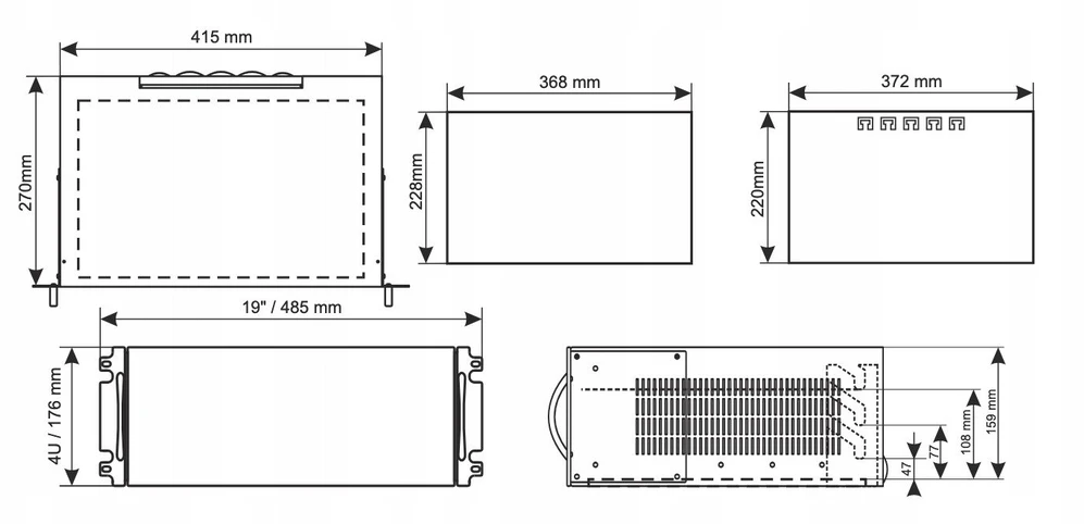 Pulsar serverio korpusas ARAD4SN PULSAR RACK korpusas 4U 270mm