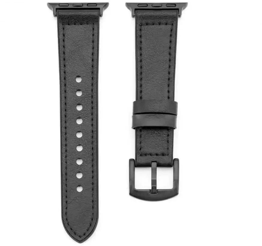 Araree Connect Hibrīda Ādas-Silikona Pulksteņa Siksna 38/40/41mm (M/L 132mm) Melna