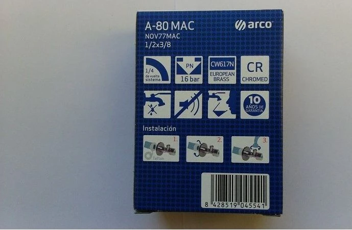 Arco Kampinis ventilis NOV77MAC, 1/2″x3/8″ išor. sriegis