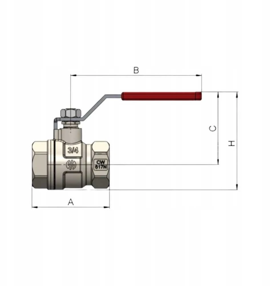 Arco Rutulinis vožtuvas vandeniui SENA 3, W-W svirtinė rankena INOX [2/100]
