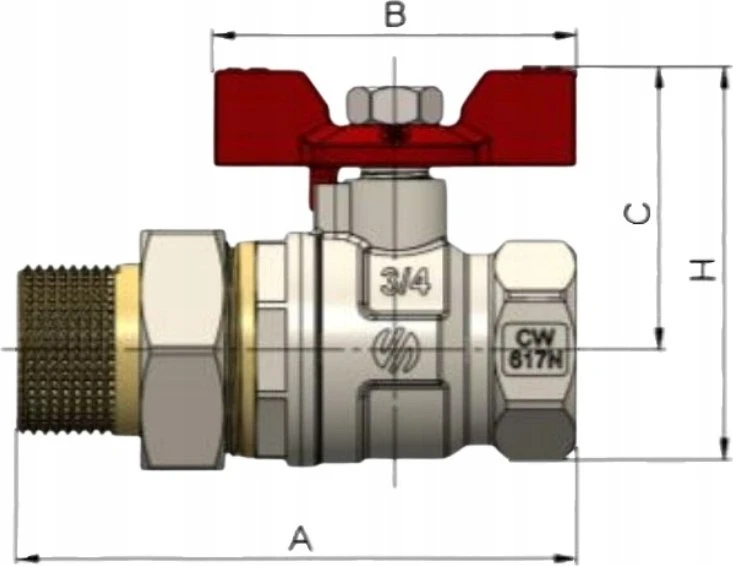 Ventilis ARCO SENA v./iš. sriegis 1 1/4x1 1/4 tr. rank. išardoma 754106 VA30