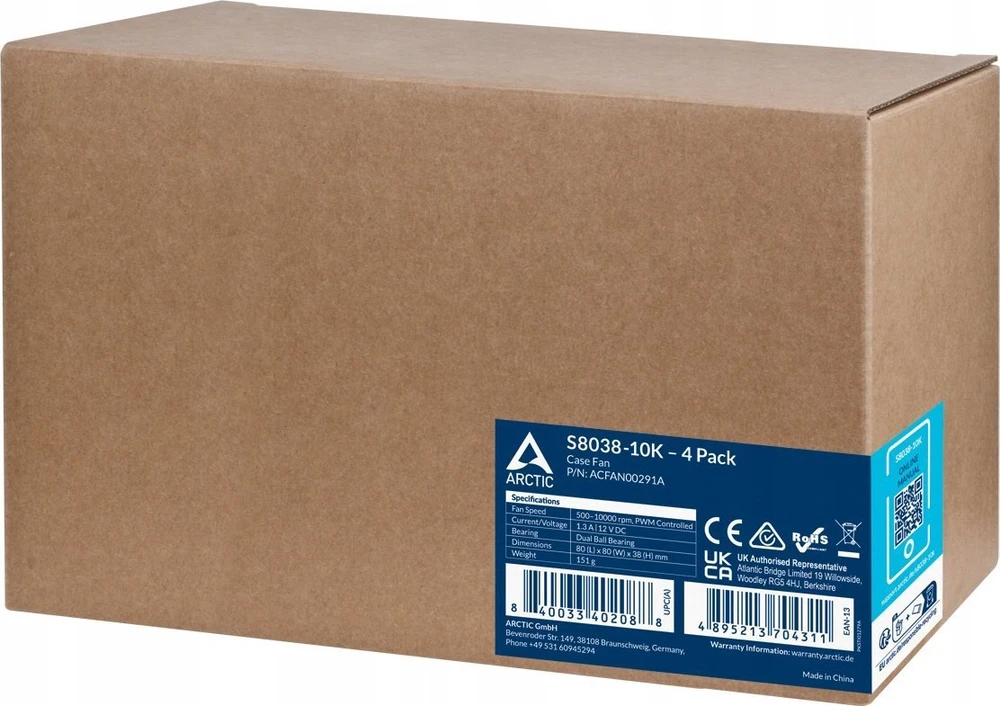 ARI ARCTIC S8038-10K Procesorius Ventiliatorius 8 cm Juoda 4 vnt