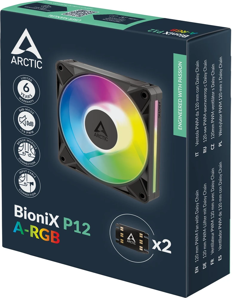Arctic BioniX P12 A-RGB Obudowa komputera wentylator 12 cm juoda 1 vnt. (ACFAN00335A)