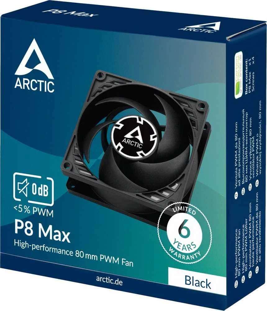 Korpuso ventiliatorius ARCTIC P8 MAX, 4-pin, 80mm, juodas