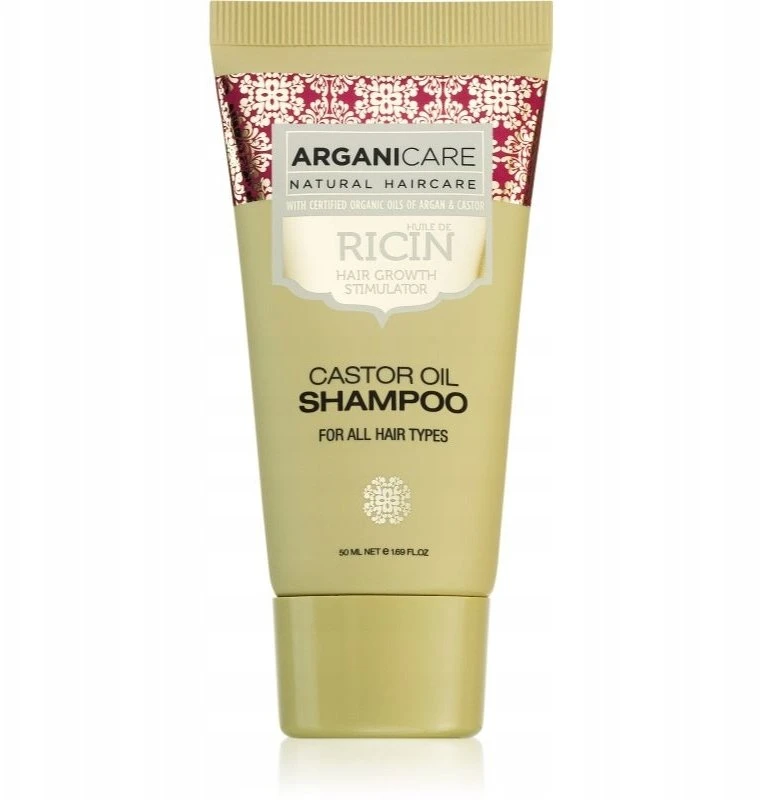 Arganicare Ricinos aliejaus šampūnas plaukų augimui skatinti, 50 ml