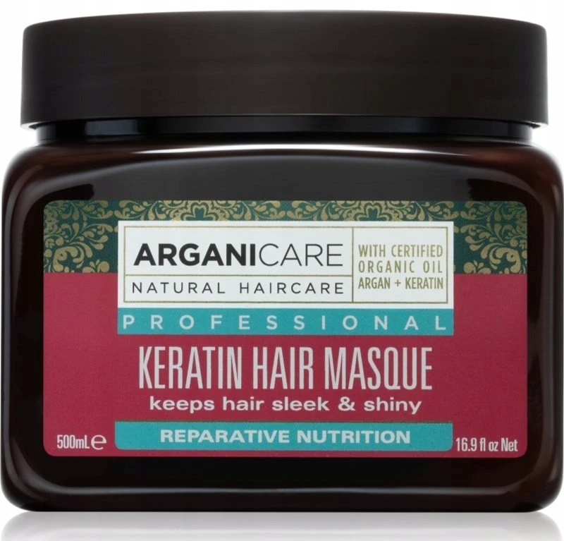 Arganicare Keratino plaukų priežiūros kremas-kaukė maitinanti ir atkurianti, 500 ml